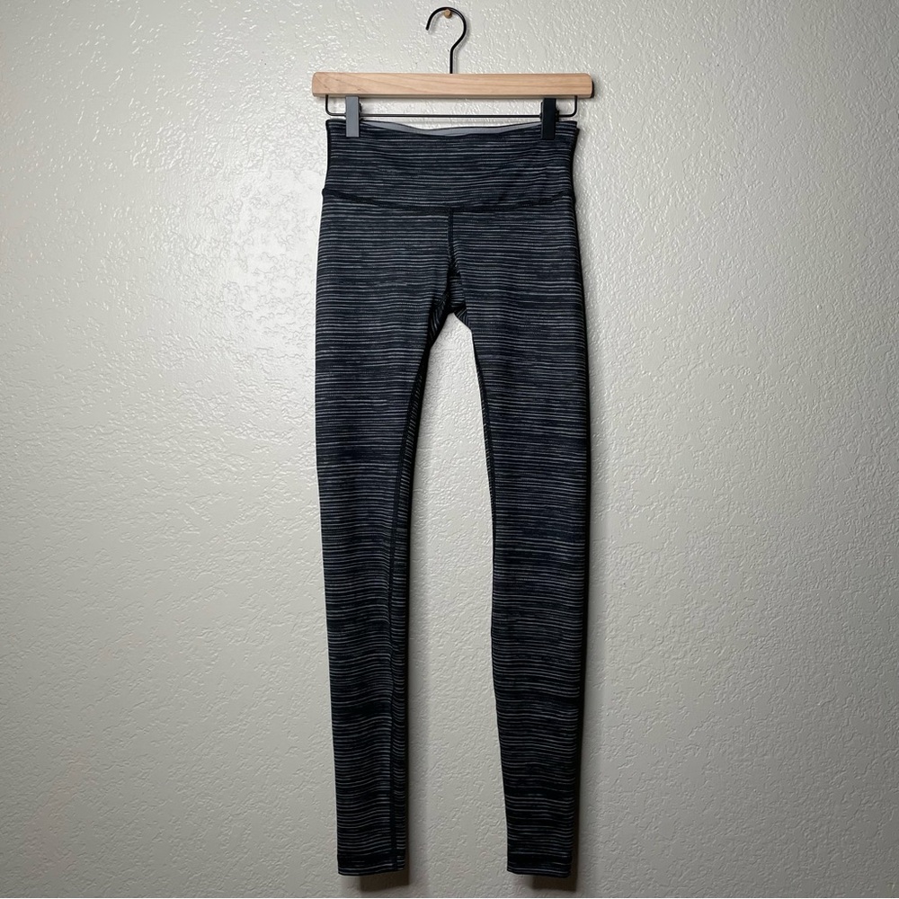 Lululemon Wunder Under Pant III Blurry Belle Battleship Black Striped Leggings - Picture 3 of 11